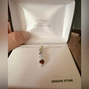 Vintage Genuine 5 stone pendant a sterling silver chain covered in platinum nwt